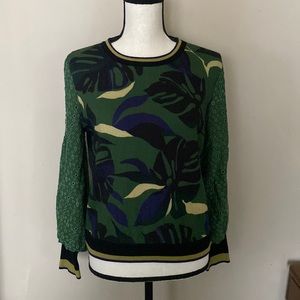 Anthropologie Contrast Eyelet Pullover Small